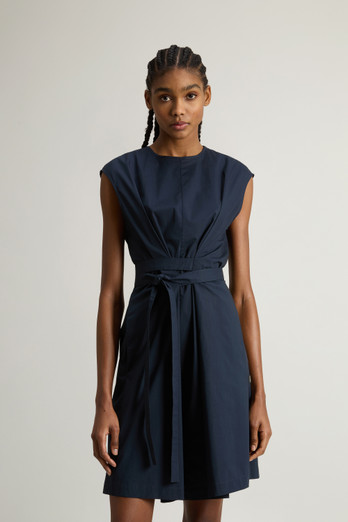【送料&関税込】Woolrich Navy Blue Poplin Dress Women's Pure Cotton Poplin Dress blue | Woolrich GB