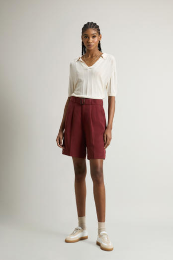 Garment-Dyed Linen-Blend Bermuda Shorts Red | Woolrich