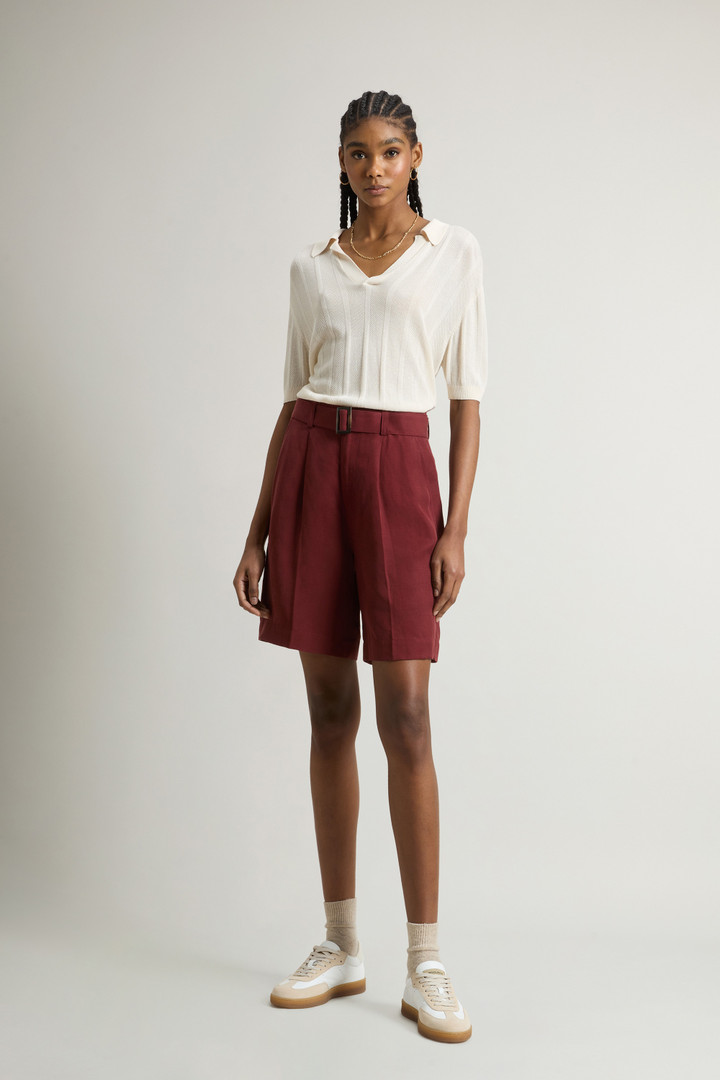 Garment-Dyed Linen-Blend Bermuda Shorts Red photo 1 | Woolrich