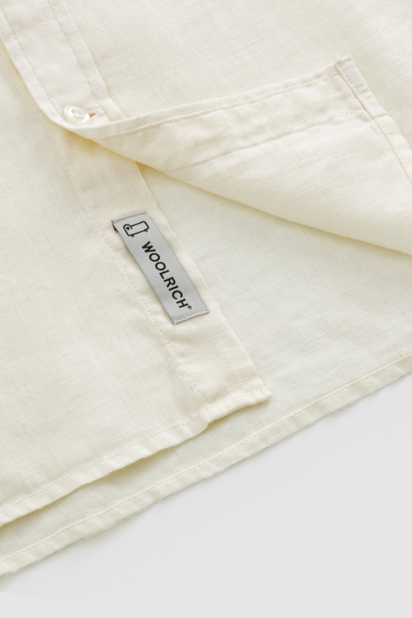 Garment-dyed Pure Linen Shirt with Band Collar White photo 8 | Woolrich