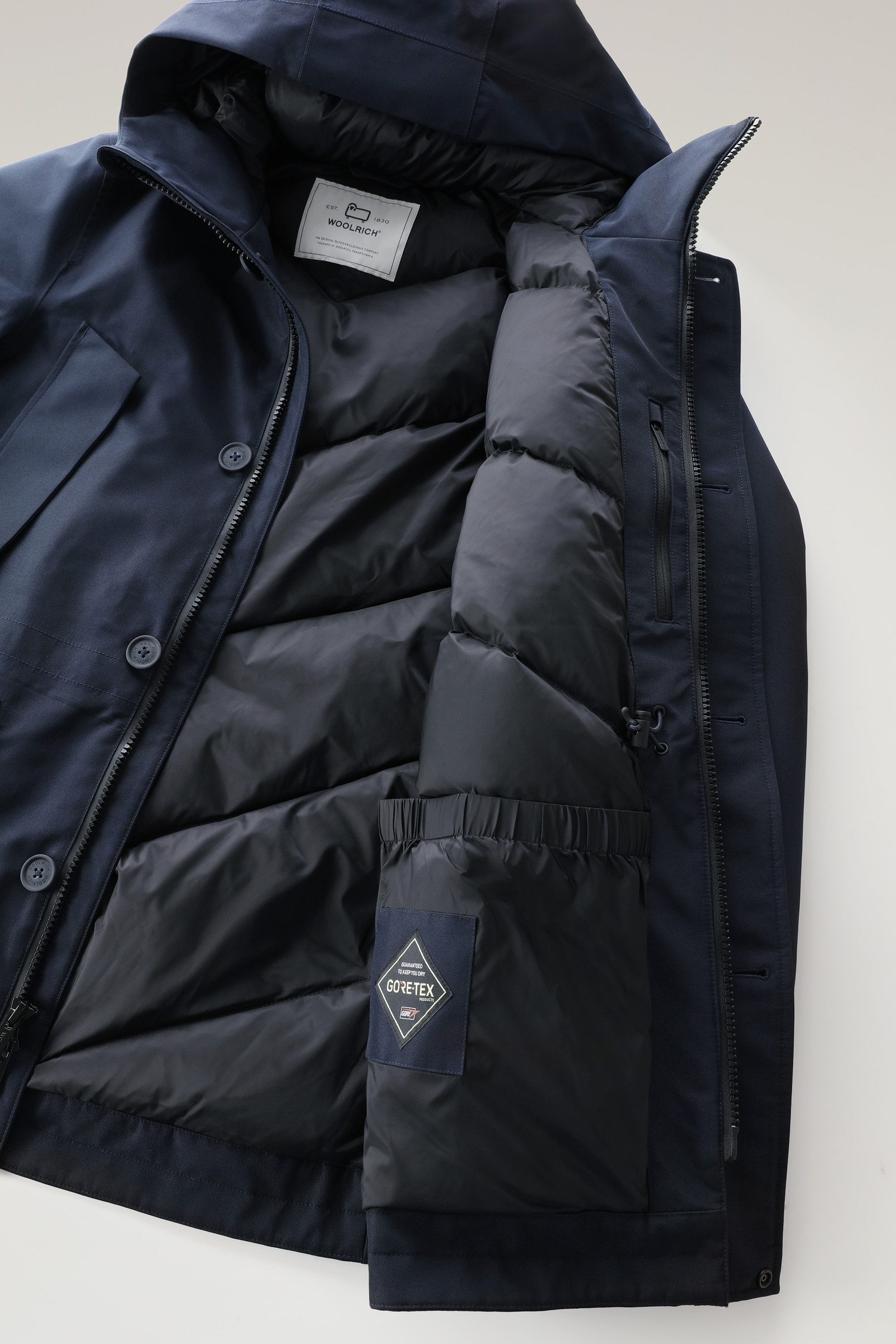 Men's Mountain GORE-TEX Waterproof Parka with Hood Blue | Woolrich USA