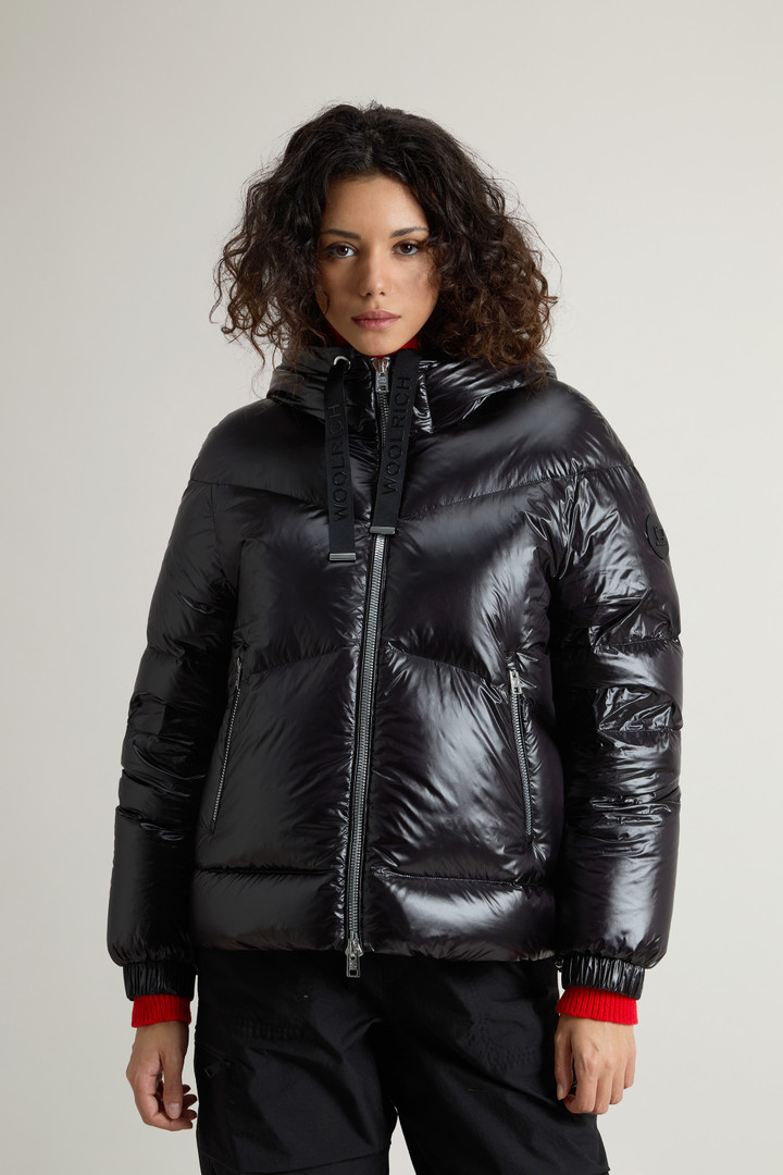 Aliquippa Short Down Jacket in Glossy Nylon Black photo 1 | Woolrich