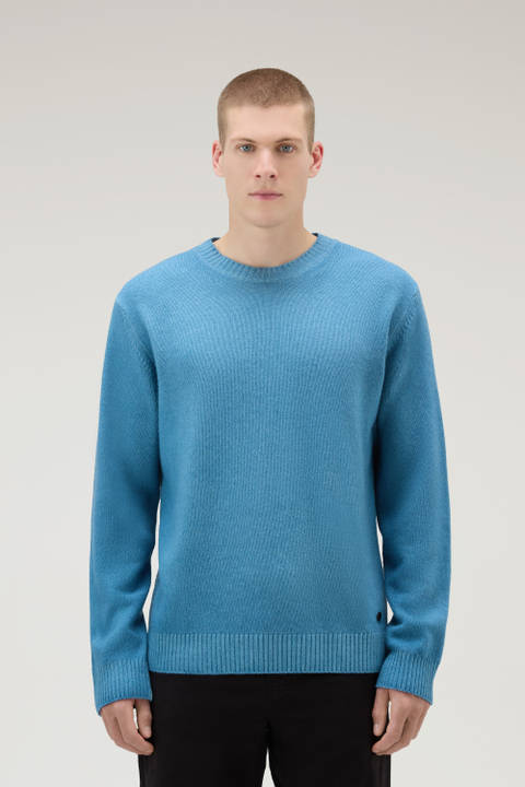 Garment-dyed Crewneck in Pure Virgin Wool Blue | Woolrich