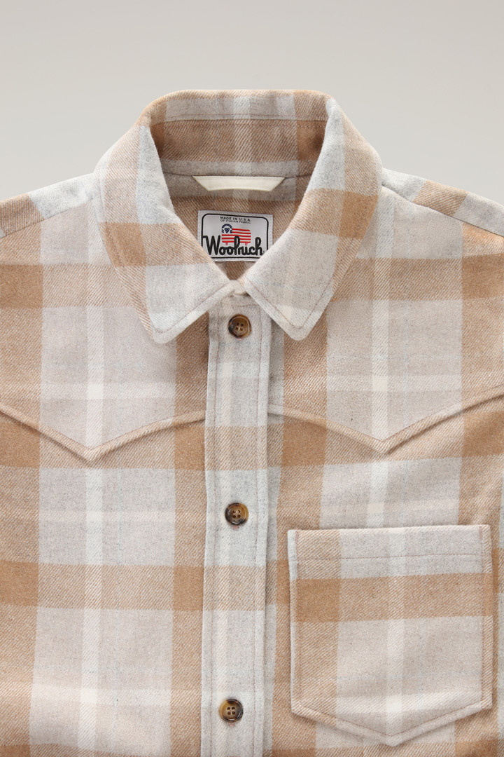 Western Check Overshirt in Wool Blend Flannel Beige photo 2 | Woolrich