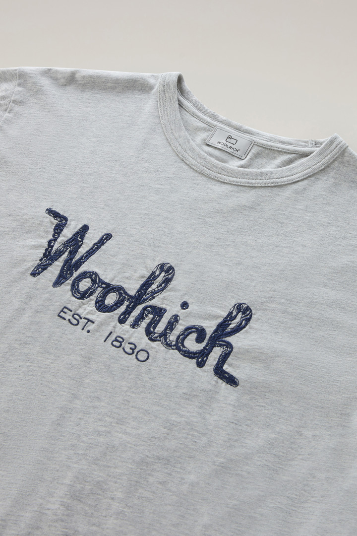 Pure Cotton Embroidered T-Shirt Gray photo 6 | Woolrich