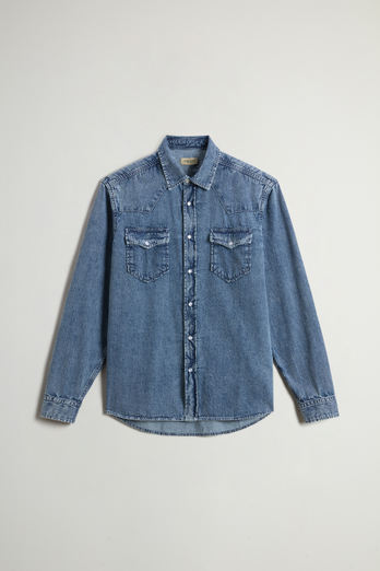 Shirt in Pure Cotton Denim Blue photo 1 | Woolrich