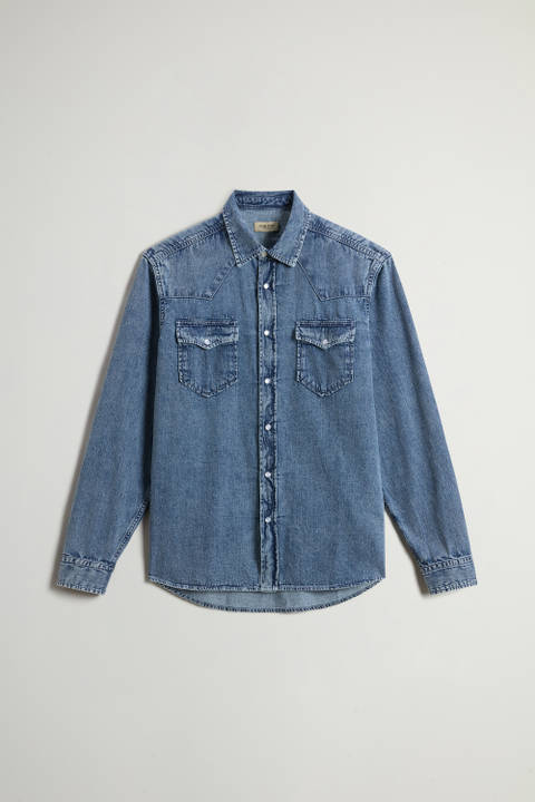 Chemise en denim de pur coton Bleu photo 2 | Woolrich