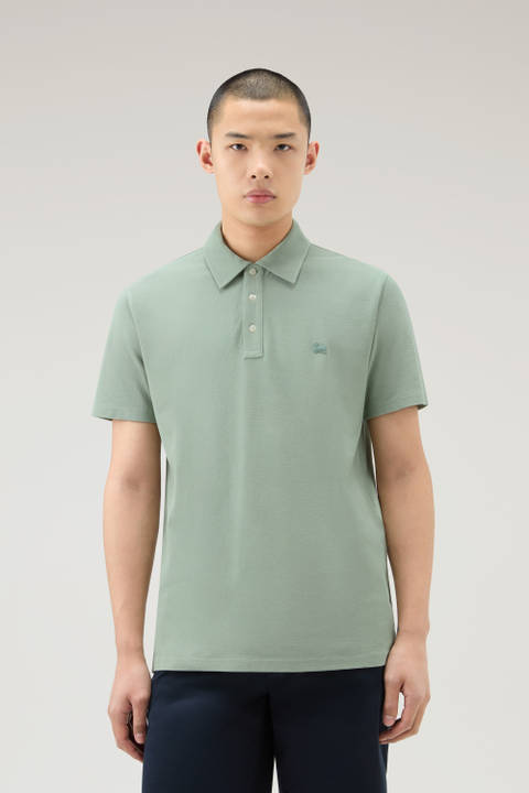 Pure Cotton Piquet Polo Shirt Green | Woolrich