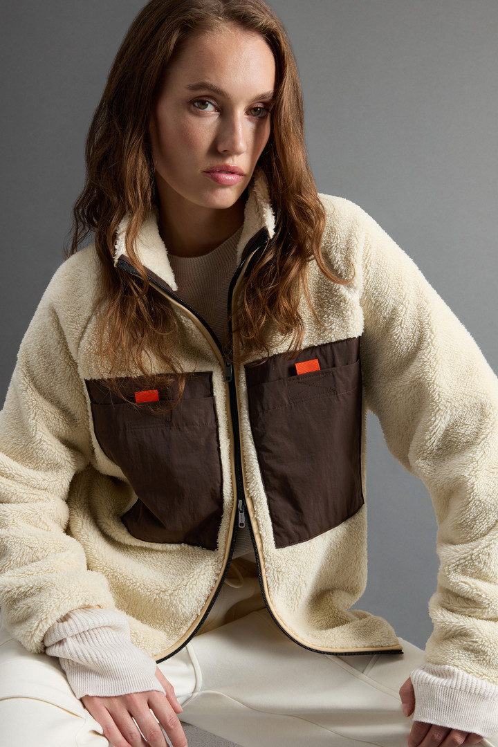 Sherpa Fleece Sweatshirt with Contrasting Details by Todd Snyder Beige photo 6 | Woolrich