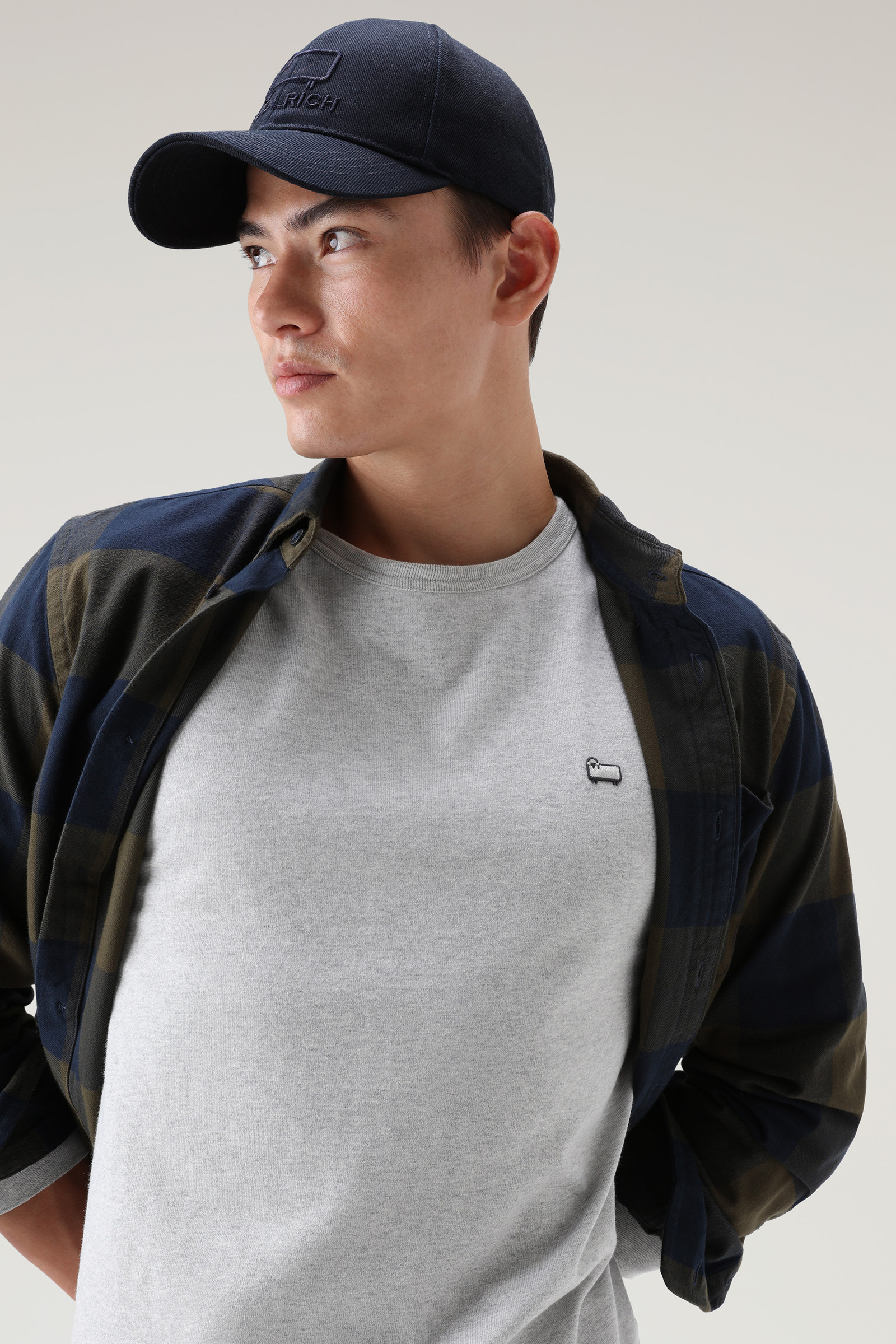 T-shirt in cotone a maniche lunghe con logo grigio photo 4 | Woolrich