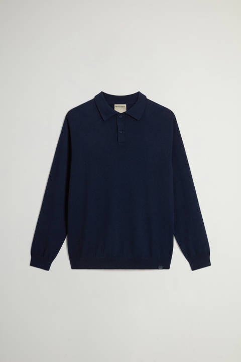 Pullover mit Polo-Kragen aus reiner Kaschmirwolle Blau photo 2 | Woolrich