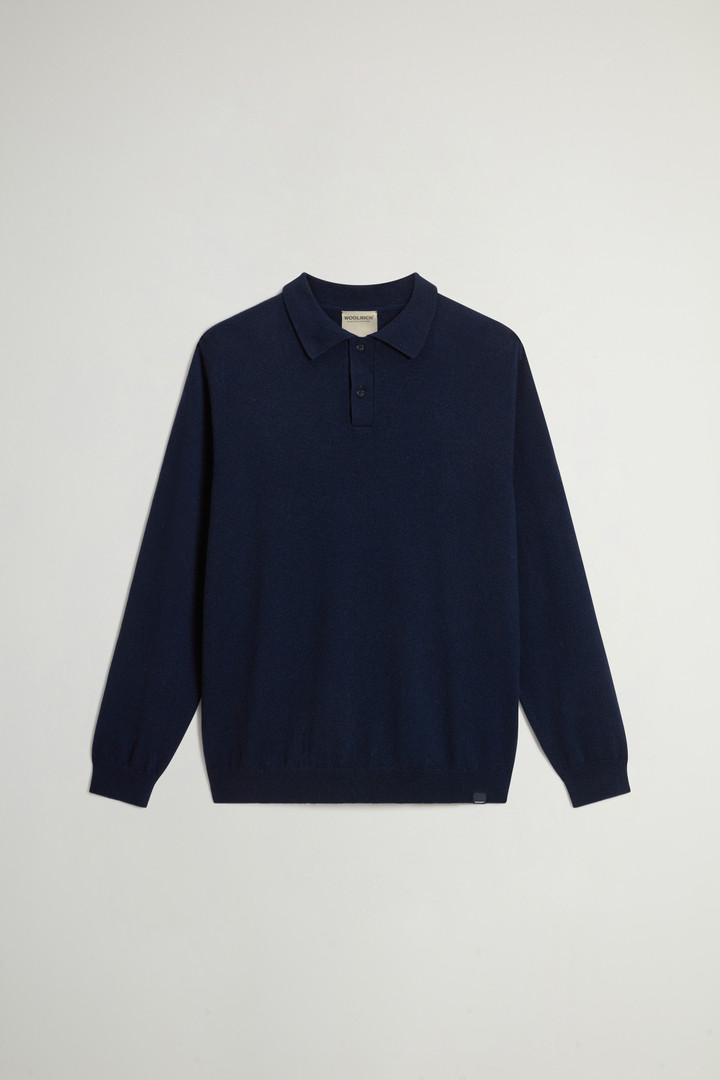 Pure Cashmere Long-Sleeved Polo Sweater Blue photo 5 | Woolrich