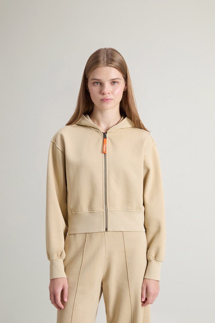 Felpa crop con cappuccio da ragazza in puro cotone tinta in capo Beige photo 1 | Woolrich