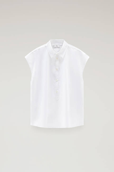 Blusa de manga corta de popelina de puro algodón Blanco photo 2 | Woolrich