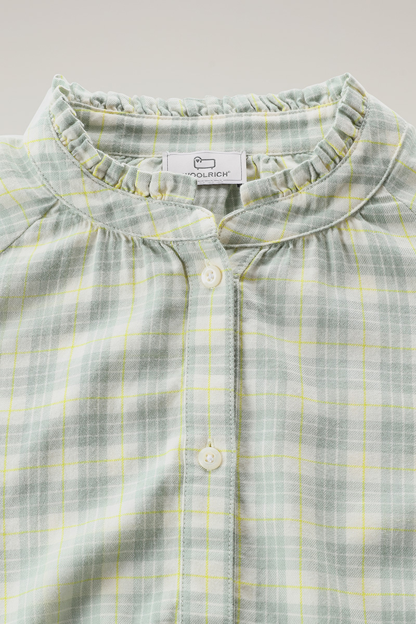 Chemisier à carreaux en flanelle légère vert photo 6 | Woolrich