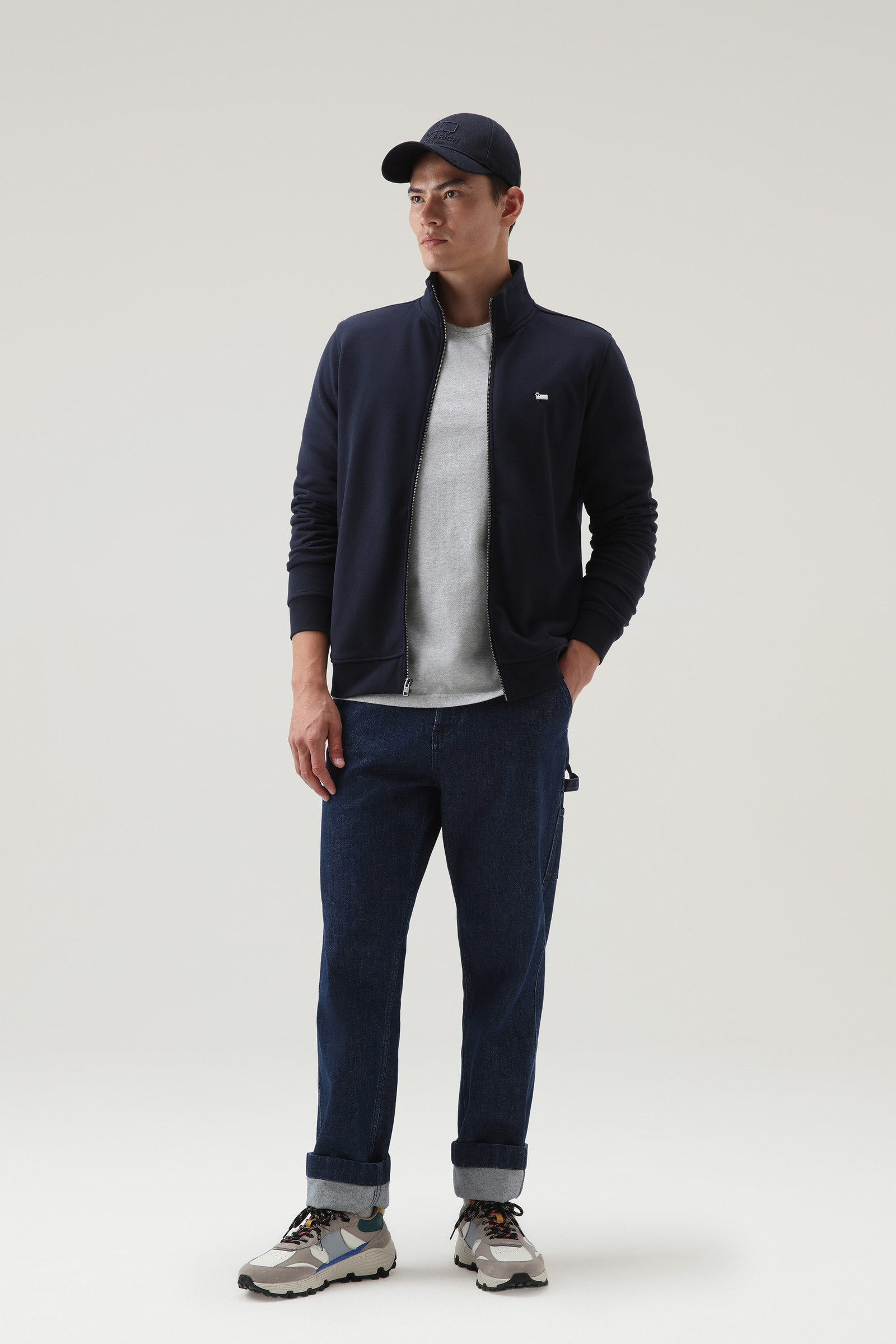 Klassieke sweater met volledige rits van een katoenmix blauw photo 2 | Woolrich