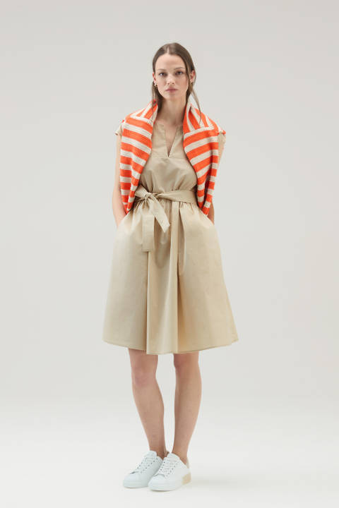Short Dress in Pure Cotton Poplin Beige | Woolrich