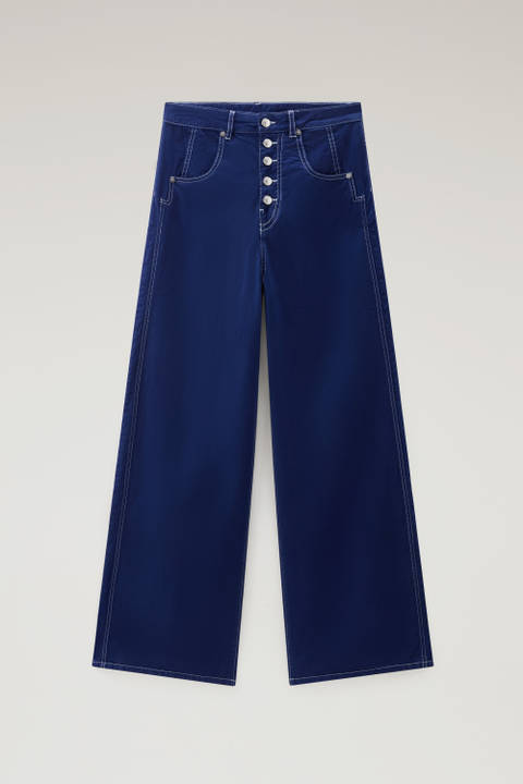 Pantaloni in twill di cotone elasticizzato tinto in capo Blu photo 2 | Woolrich