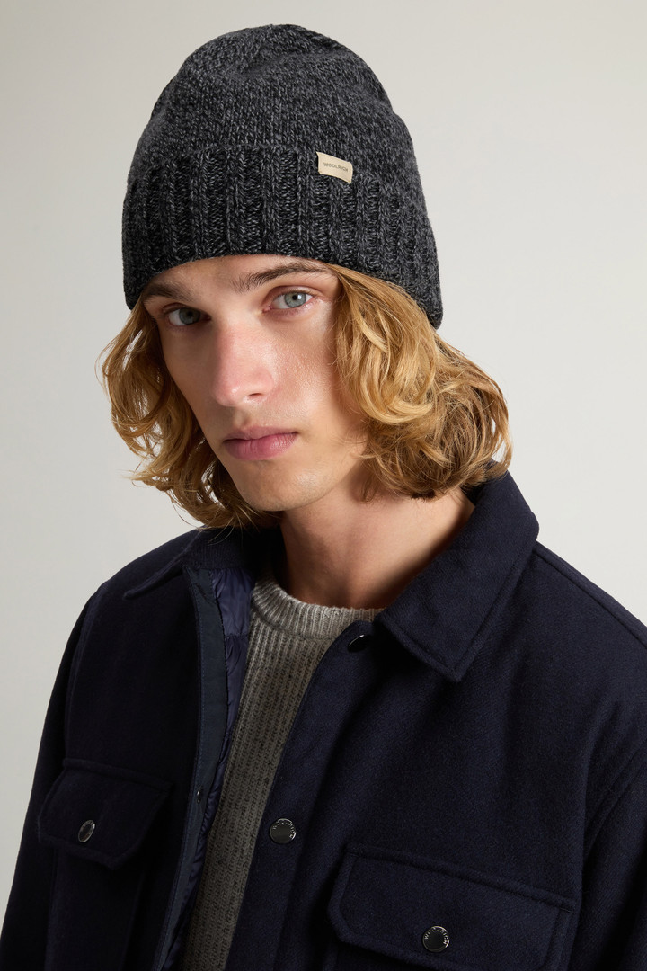 Pure Wool Mouliné Beanie Black photo 4 | Woolrich