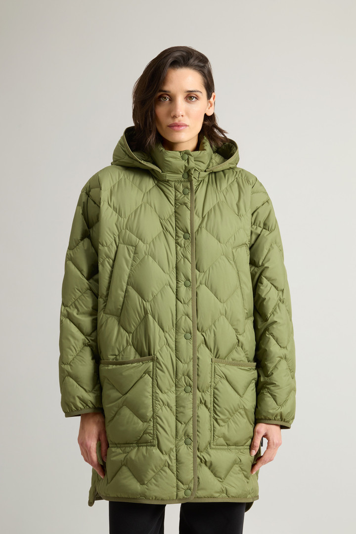 Veste façon cape Heritage en microfibre à capuche amovible Vert photo 1 | Woolrich