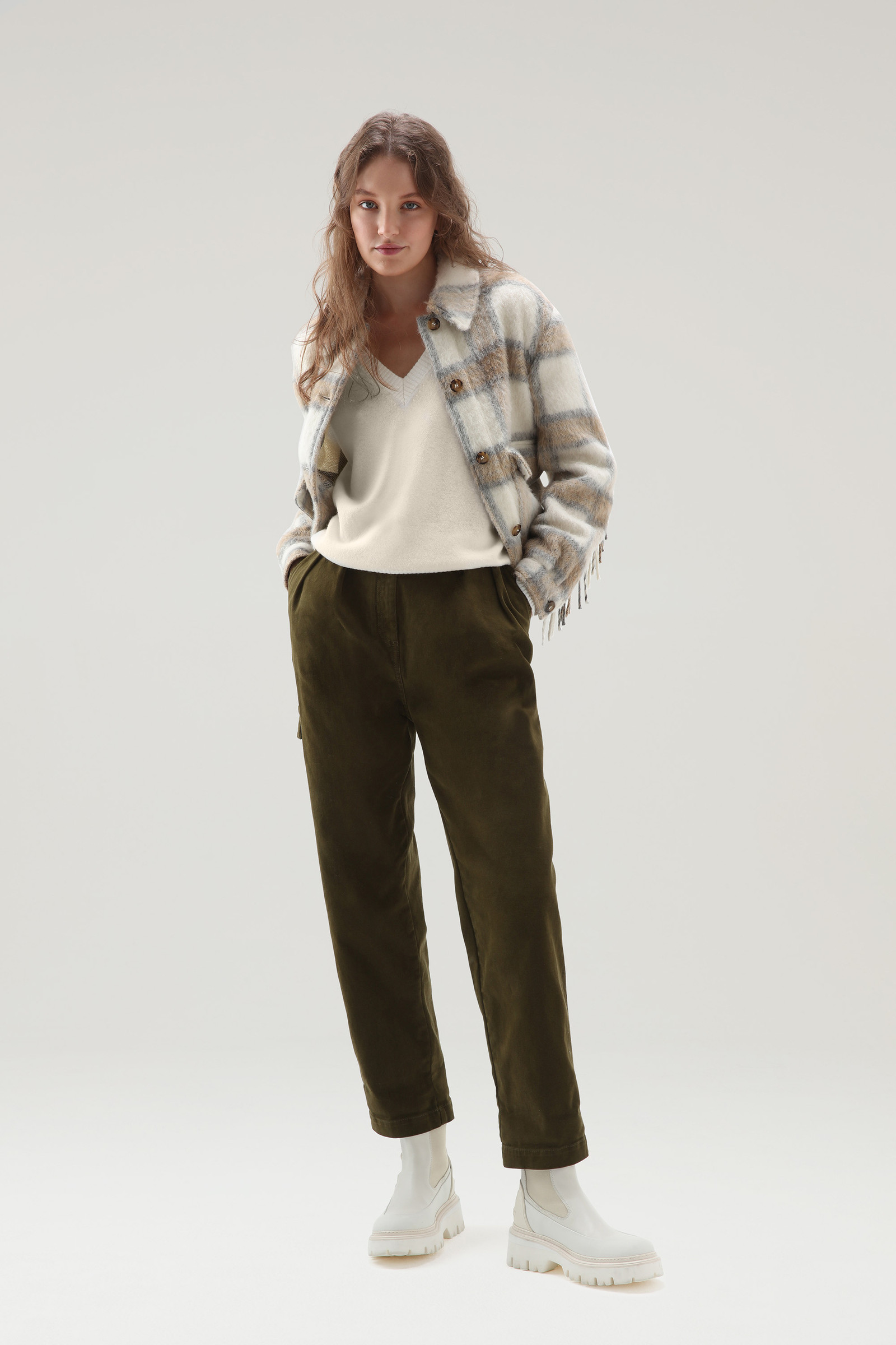 Mixed Wool and Cashmere V-Neck Sweater White photo 2 | Woolrich