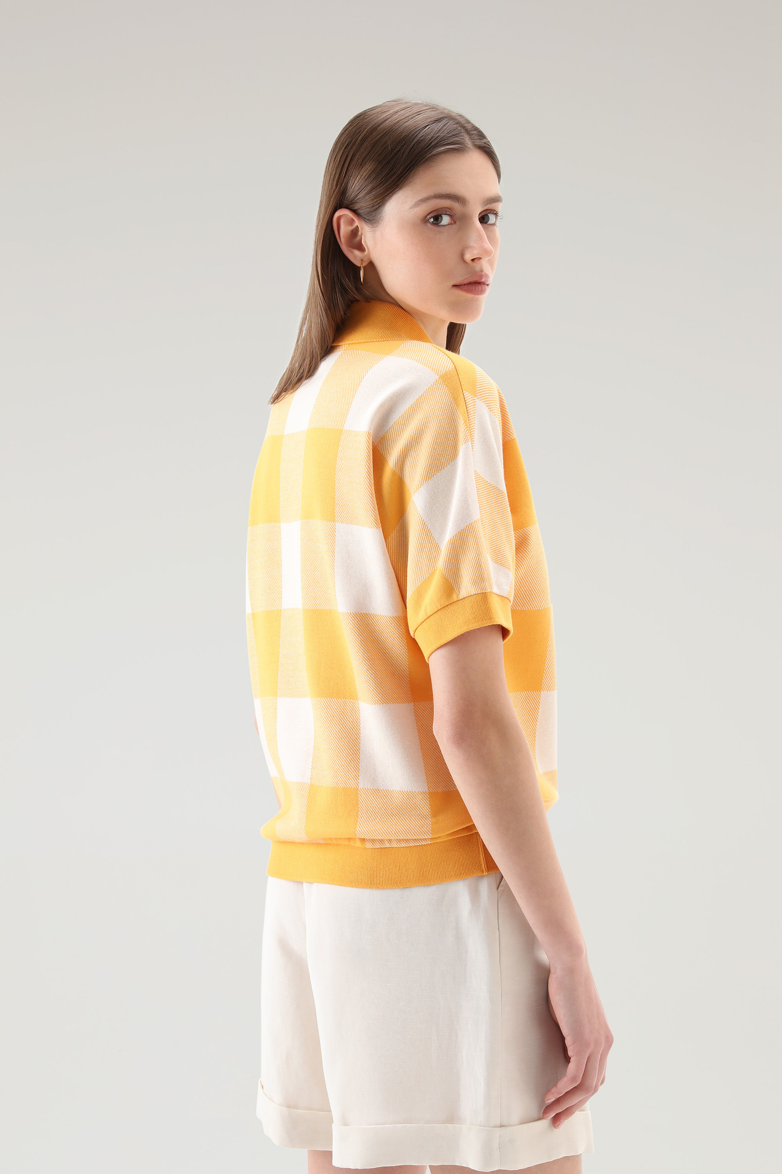 American Check Polo in Yarn-Dyed Stretch Cotton Blend Yellow photo 3 | Woolrich