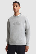 Luxe sweater met ronde hals en logo in reliëf