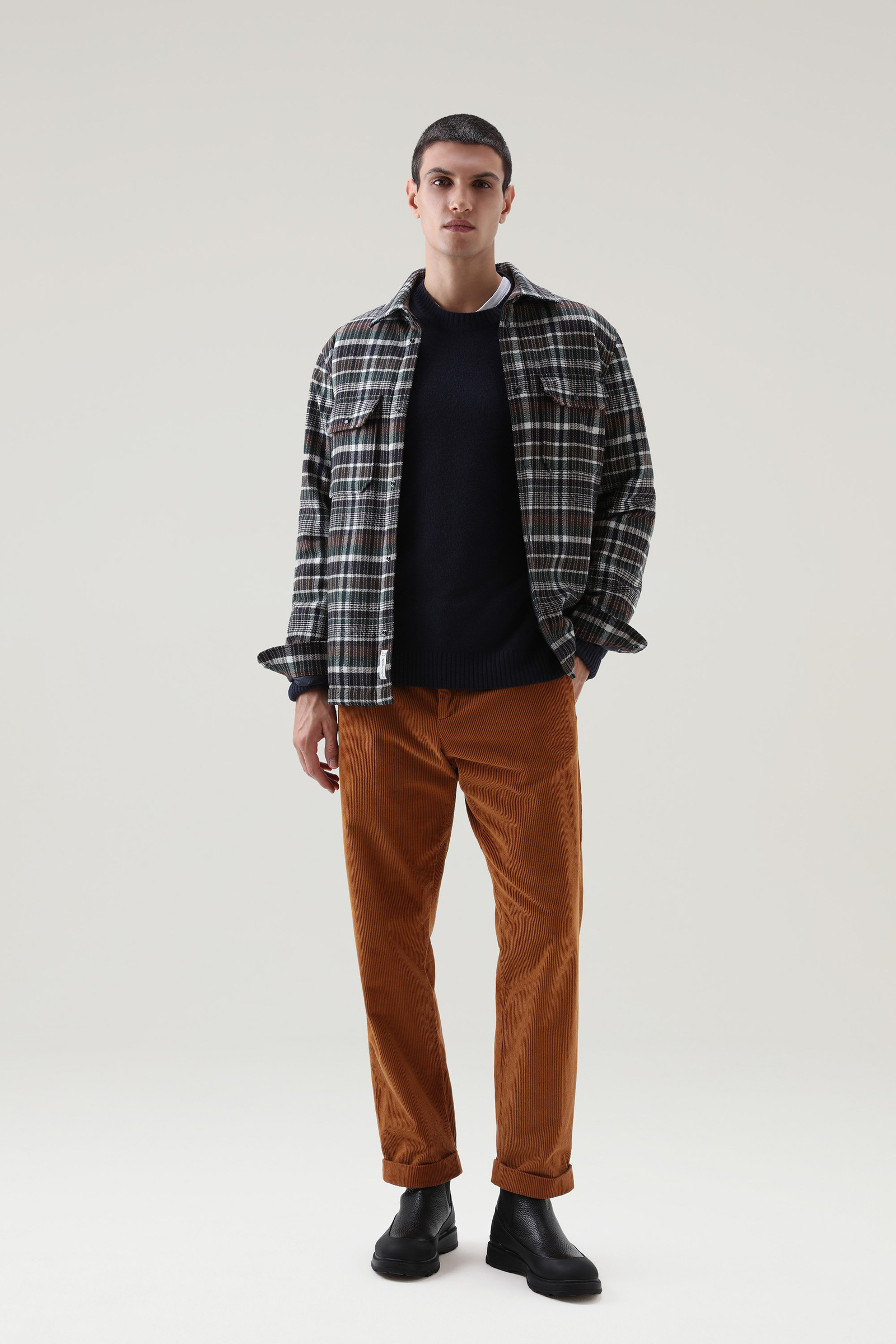 Achteraf geverfde trui met ronde hals van scheerwol blauw photo 2 | Woolrich