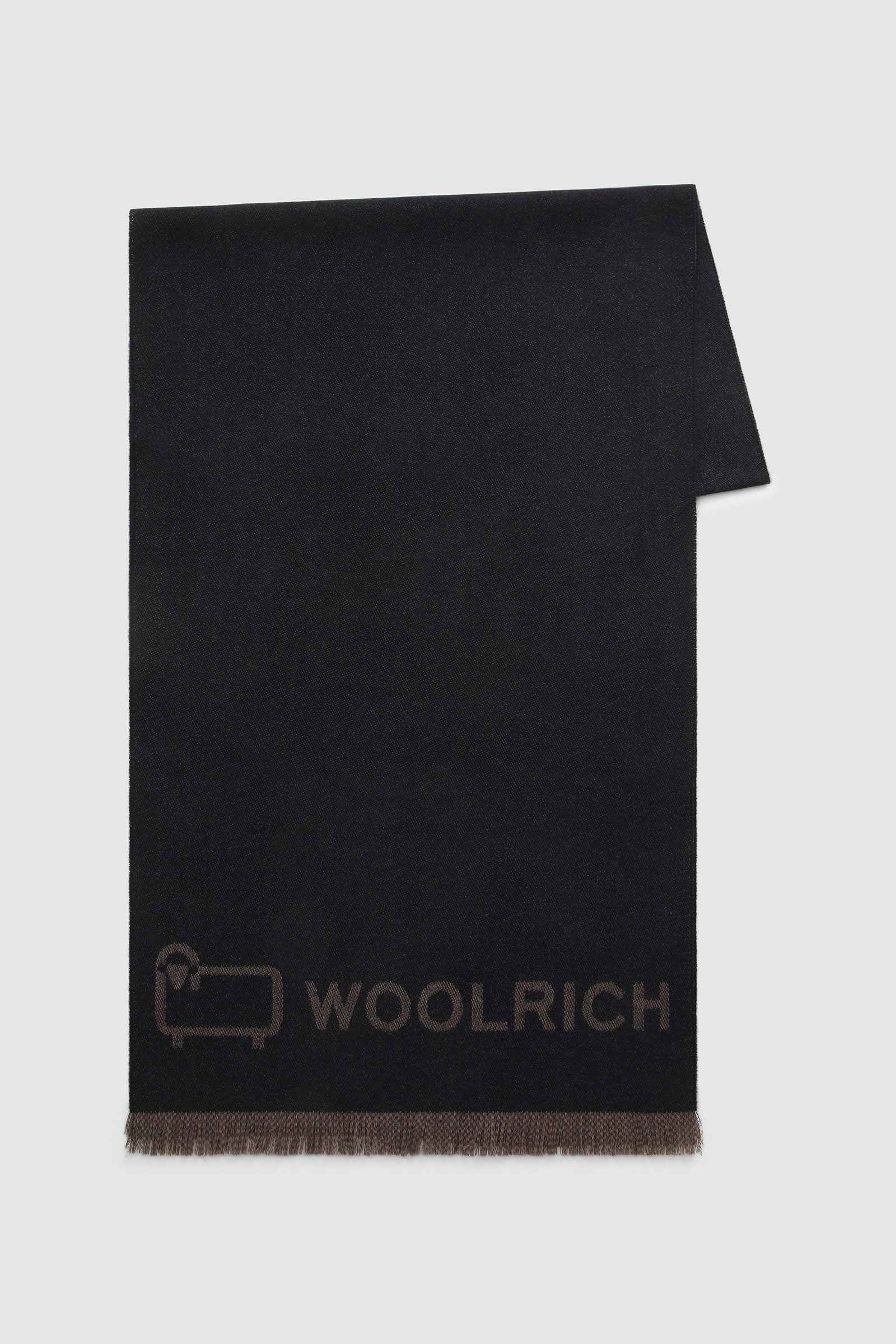 Pure Virgin Wool Scarf with Logo Blue | Woolrich