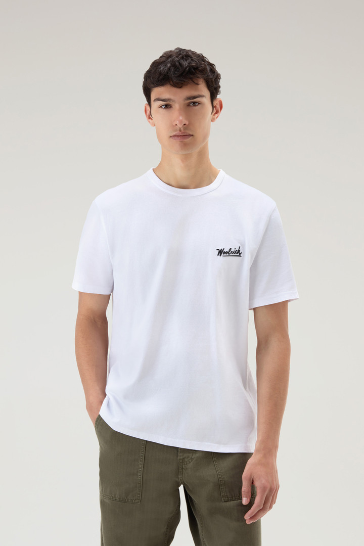 T-shirt en pur coton avec détails d’inspiration western au dos Blanc photo 1 | Woolrich