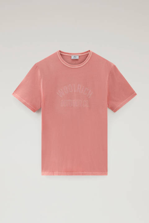 Pure Cotton Garment-Dyed T-Shirt with Print Pink photo 2 | Woolrich
