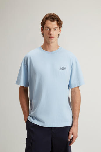 T-Shirt in Pure Cotton with Logo Blue photo 1 | Woolrich