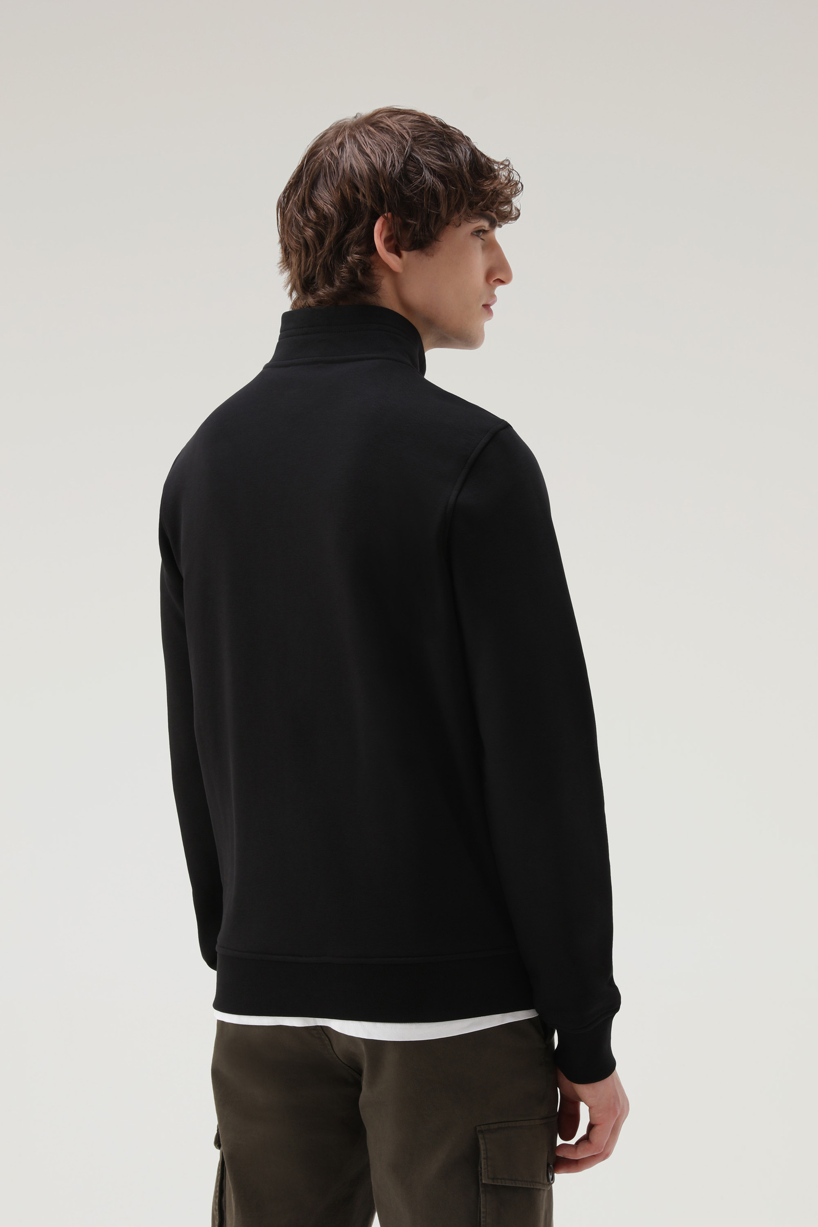 Klassieke sweater met volledige rits van een katoenmix zwart photo 3 | Woolrich