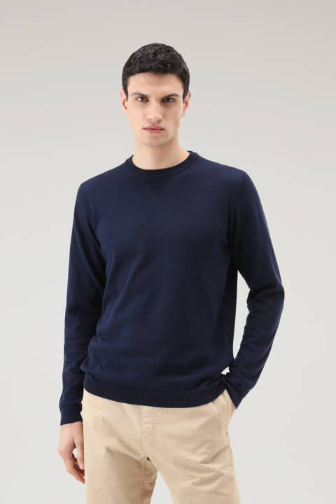 Sweater mit Rundhalsausschnitt aus reiner Baumwolle Blau | Woolrich