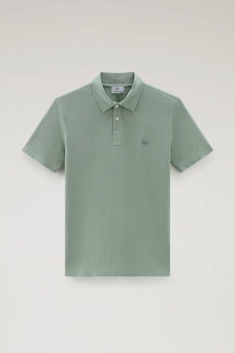 Pure Cotton Piquet Polo Shirt Green photo 2 | Woolrich