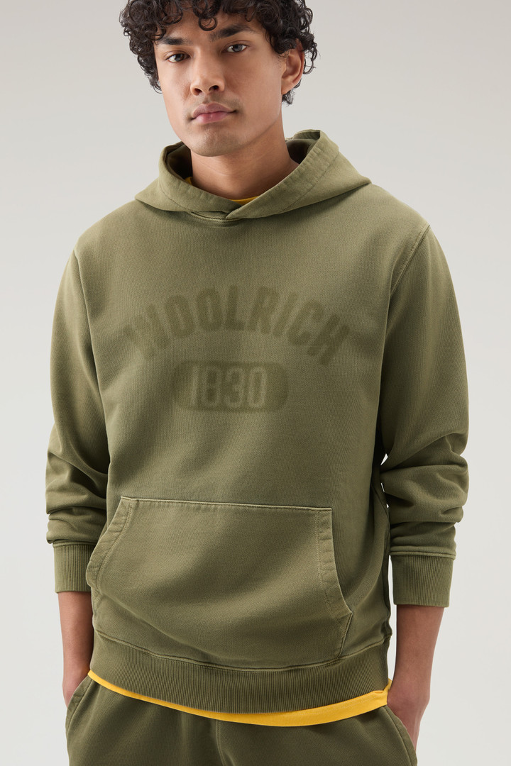 Sweat-shirt à capuche 1830 en pur coton Vert photo 4 | Woolrich