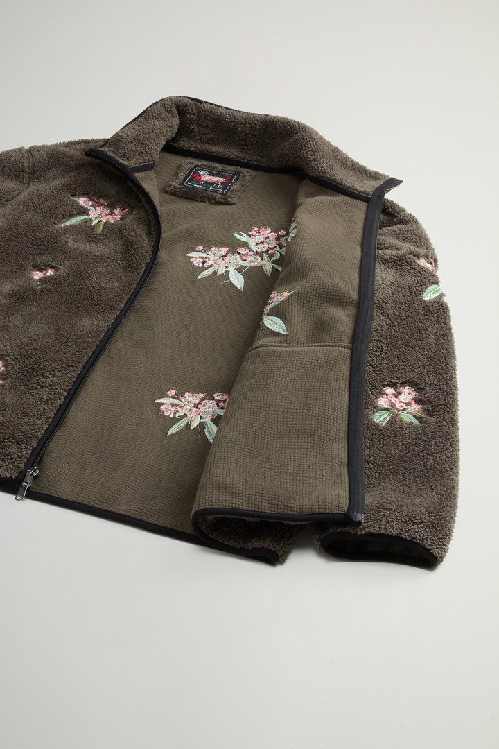 Sherpa Fleece Sweatshirt with Floral Embroidery by Todd Snyder Green photo 8 | Woolrich