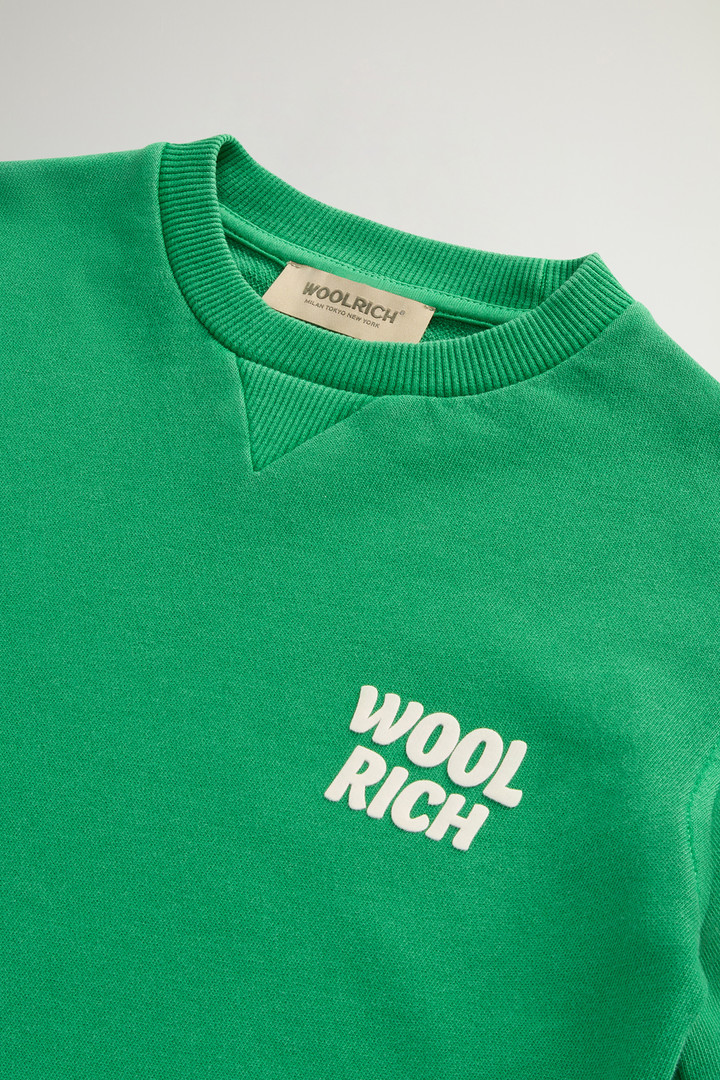 Stückgefärbtes Rundhals-Sweatshirt aus reiner Baumwolle für Jungen Grün photo 3 | Woolrich