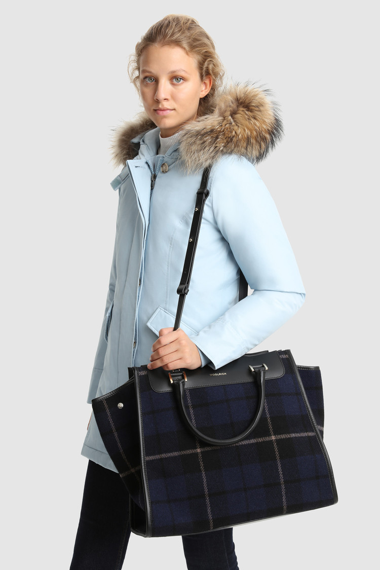 Sac fourre-tout surdimensionné en laine avec motif à carreaux