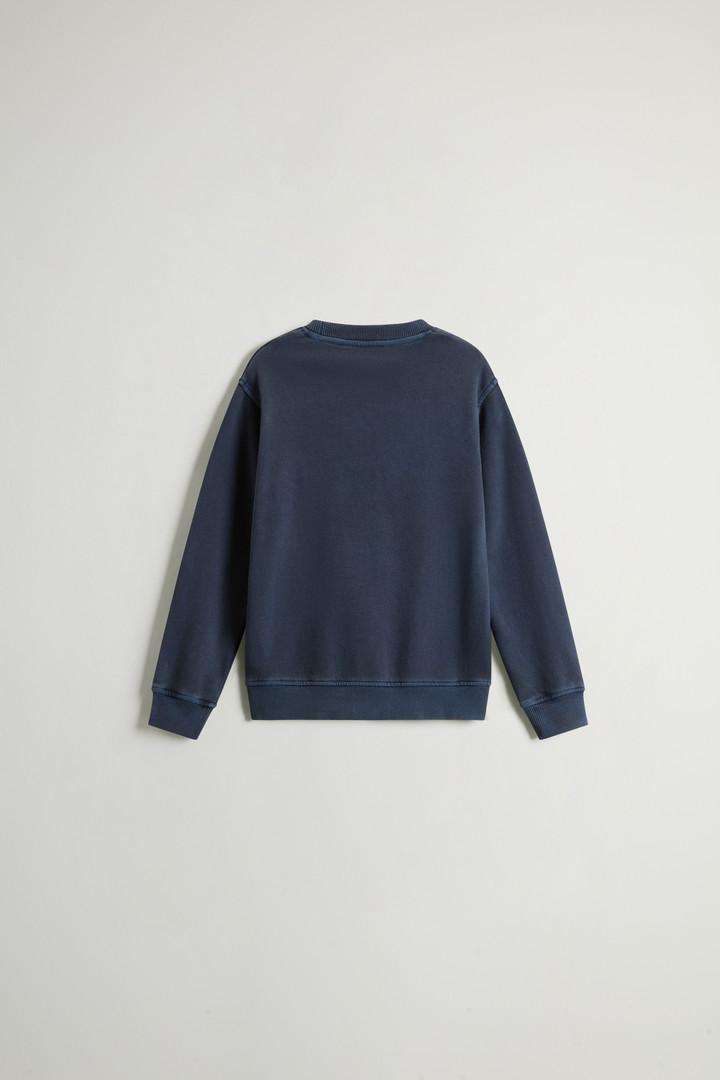 Boys’ Garment-Dyed Pure Cotton Crewneck Sweatshirt Blue photo 2 | Woolrich