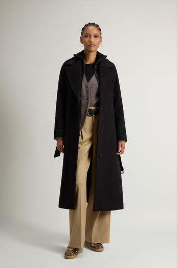 Manteau en laine mélangée avec plastron amovible Noir | Woolrich
