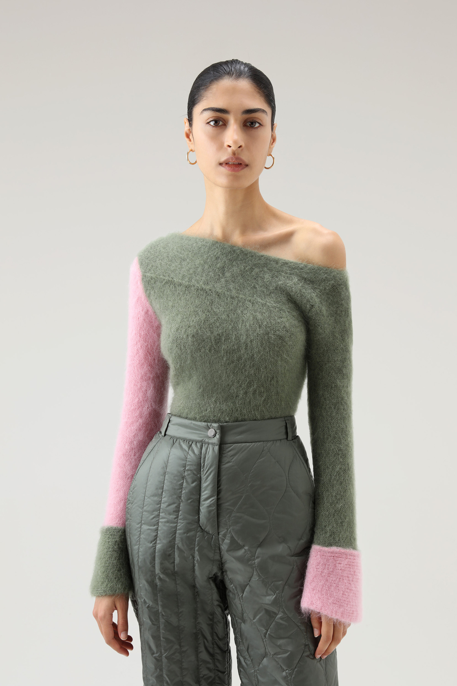 Mohair Wool Blend Asymmetric Knit Top - Daniëlle Cathari / Woolrich Green photo 2 | Woolrich