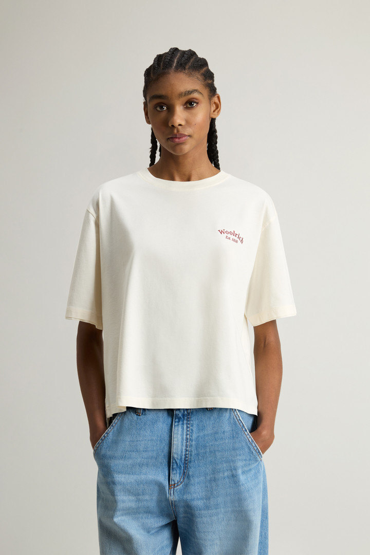 Woolrich Woman Pure Pima Cotton T-Shirt With Logo White Size L