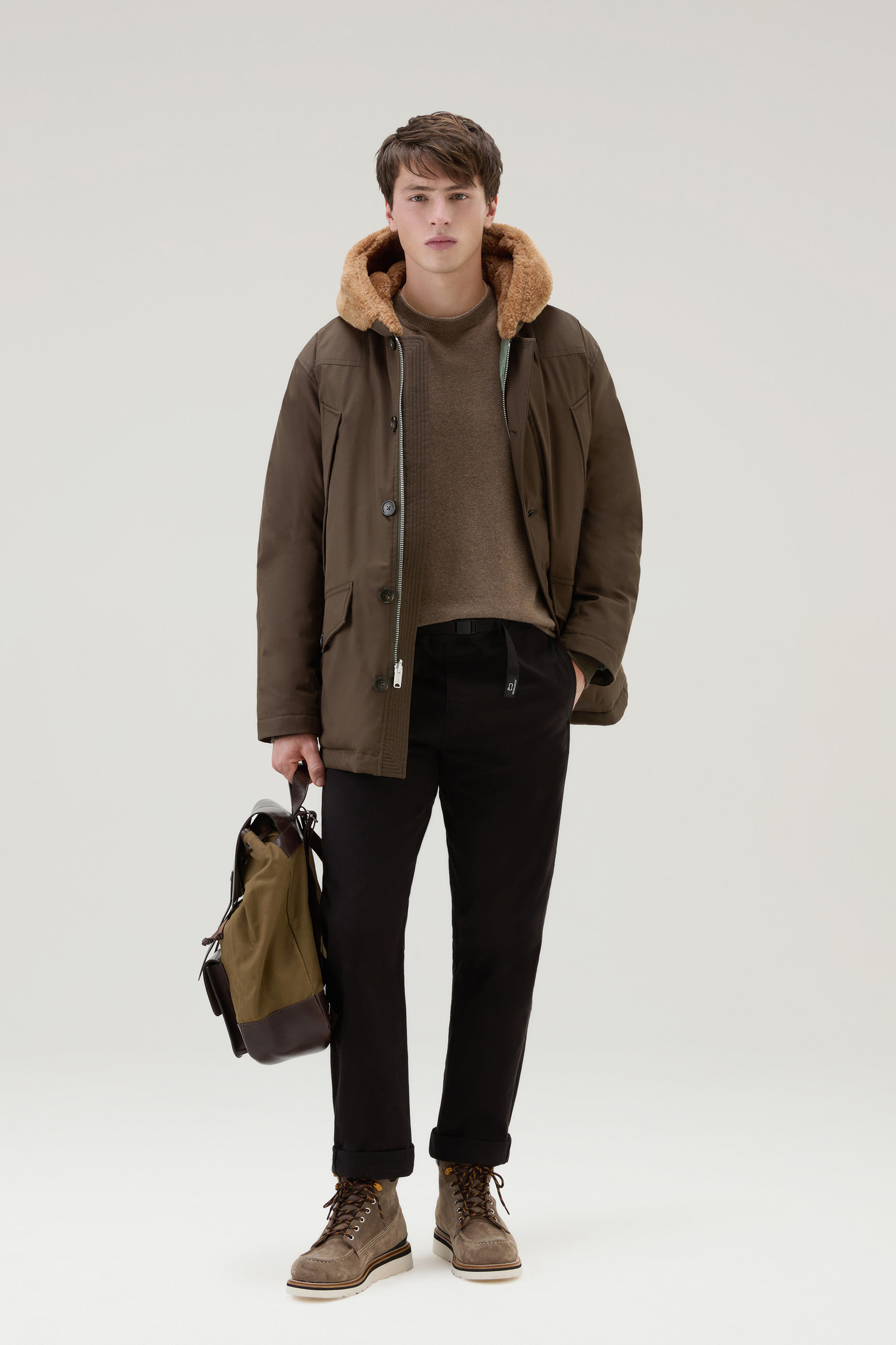 Crewneck Sweater in Merino Wool Blend Taupe photo 2 | Woolrich