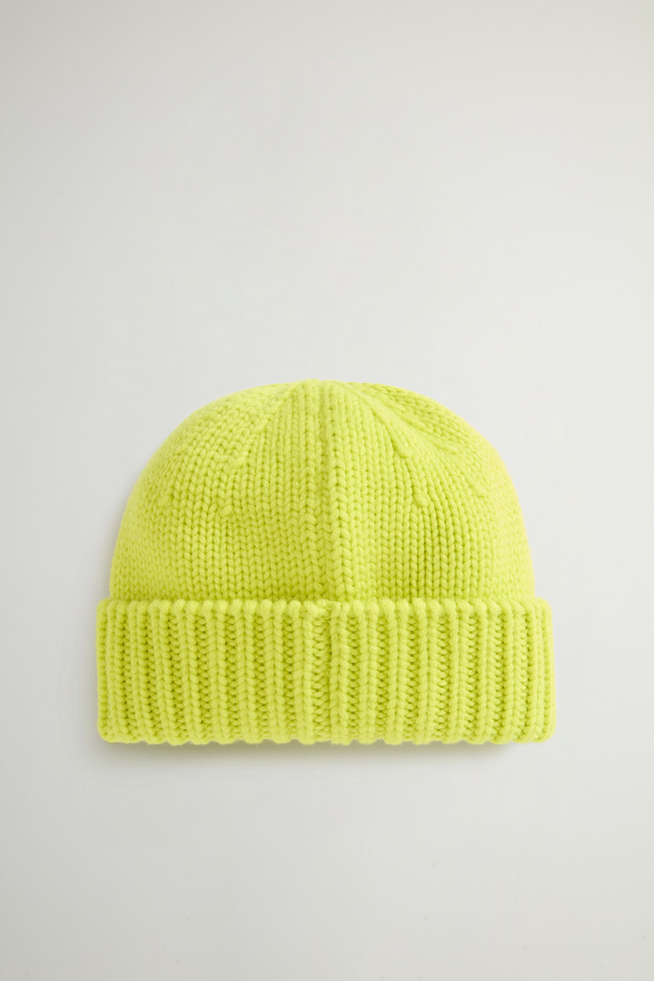 Beanie in Pure Merino Virgin Wool with Contrasting Logo Yellow photo 2 | Woolrich