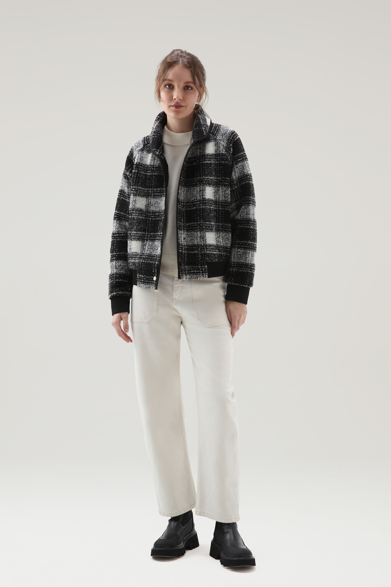 Gentry wollen blend bomberjack met ruitpatroon Zwart photo 2 | Woolrich