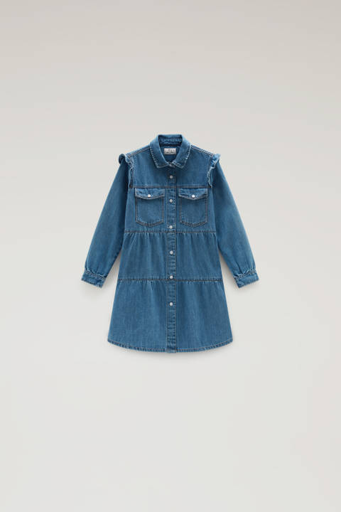 Vestito da bambina a balze in denim Blu | Woolrich