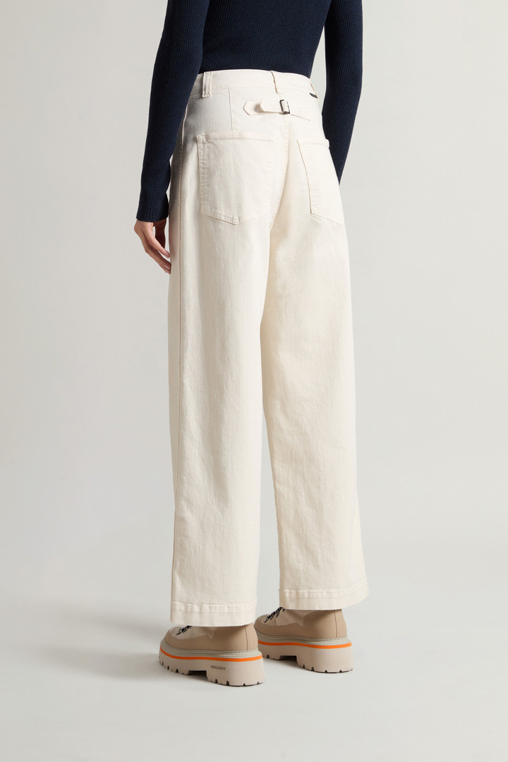 Woolrich Woman s Garment Dyed Wide Leg Pants in Stretch Cotton Twill Color White Size 32