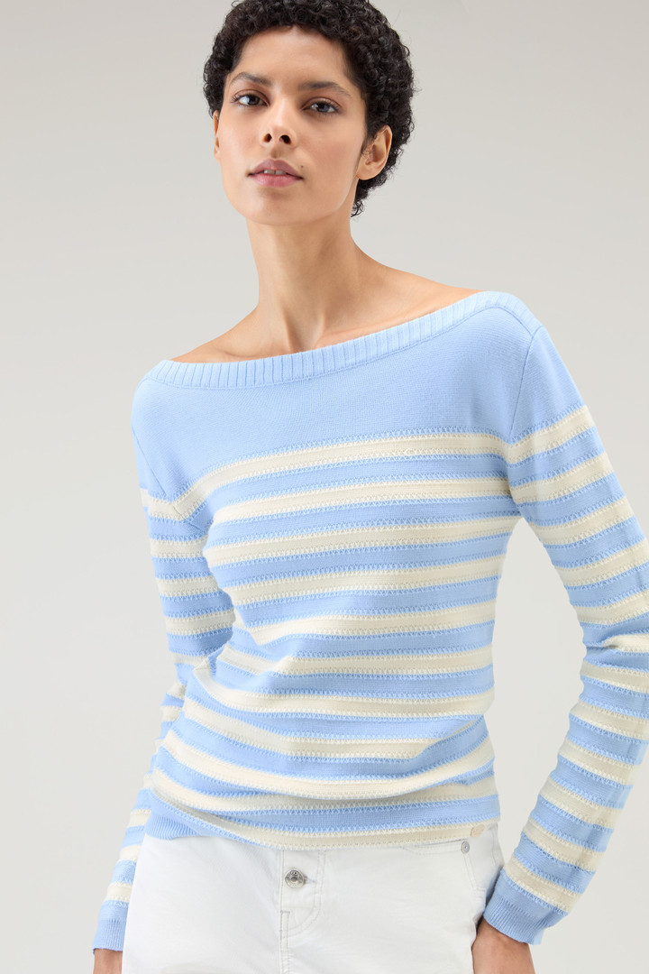 Pure Cotton Sweater with Boat Neckline Blue photo 4 | Woolrich
