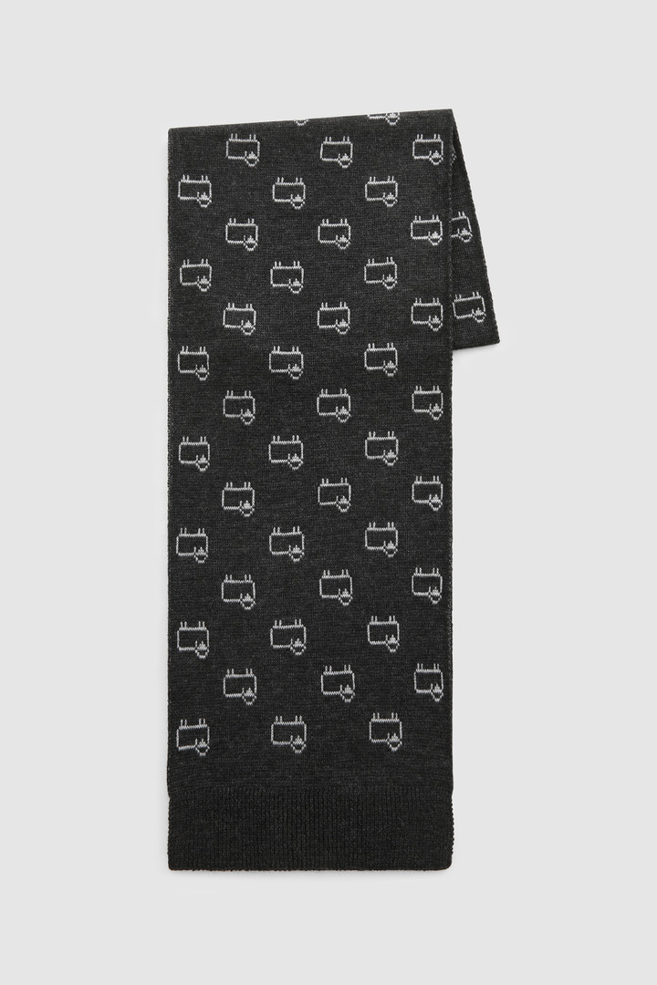 Schal aus Wollmischung mit Jacquard-Schaf-Logo